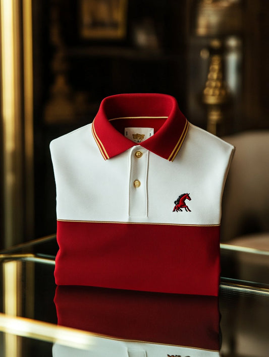 Men's Business Casual Horseback Rider Button-Down Short Sleeve Polo Shirt