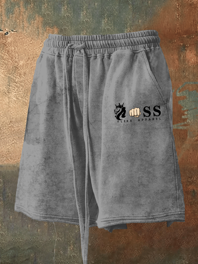 Men's Retro Letter Print Loose Casual Shorts