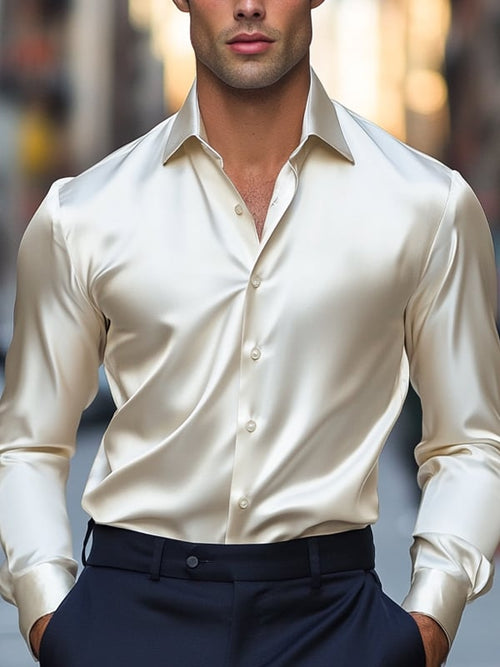 Men's Business Luxury Solid Color Long Sleeve Shirt