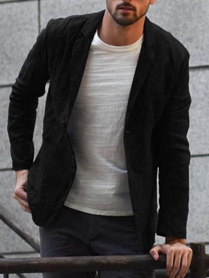 Men's casual loose cotton and linen suit