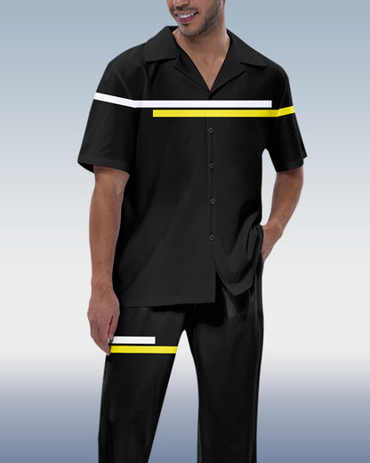 Rianmond Men's Black Line Short Sleeve Trekking Suit
