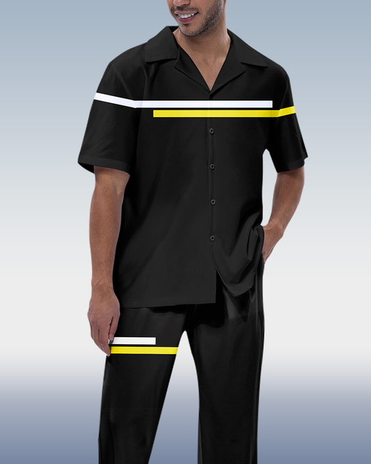 Rianmond Men's Black Line Short Sleeve Trekking Suit