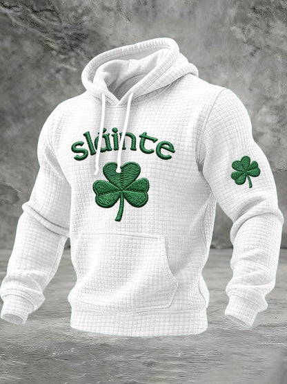 Men's St. Patrick Print Checkered Fabric Hooded Sweatshirt