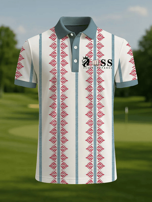 Men's Retro Letter Design Printed Casual Polo Shirt