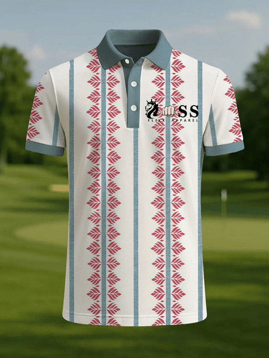 Men's Retro Letter Design Printed Casual Polo Shirt