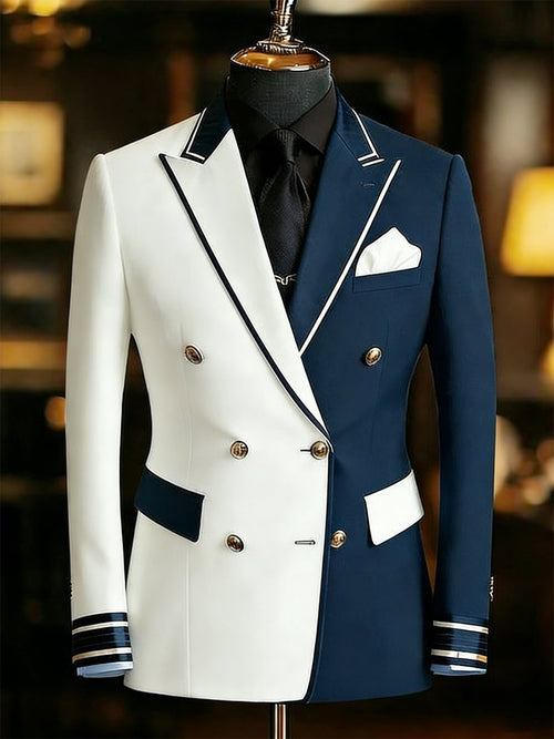 Men's Vintage Patriotic Color-Block Suit Jacket