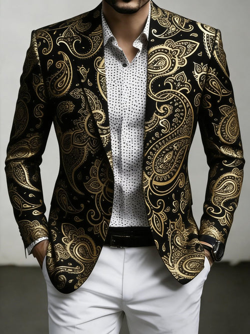 Men's Luxury Business Paisley Print Suit Jacket