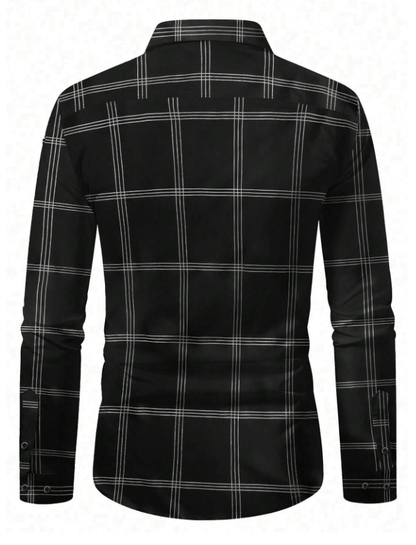 Men's Business Casual Striped Long Sleeve Shirt