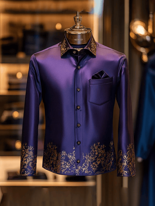 Men's Elegant Romantic Printed Long Sleeve Shirt