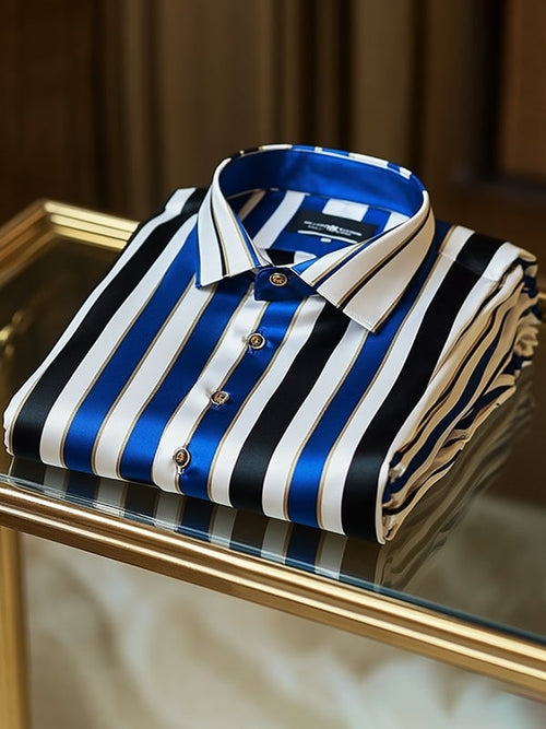 Men's Satin Luxe Print Short Sleeve Button Shirt