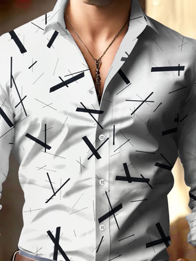 Men's Business Style Geometric Print Shirt