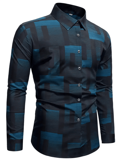 Men's Geometric Design Business Casual Shirt