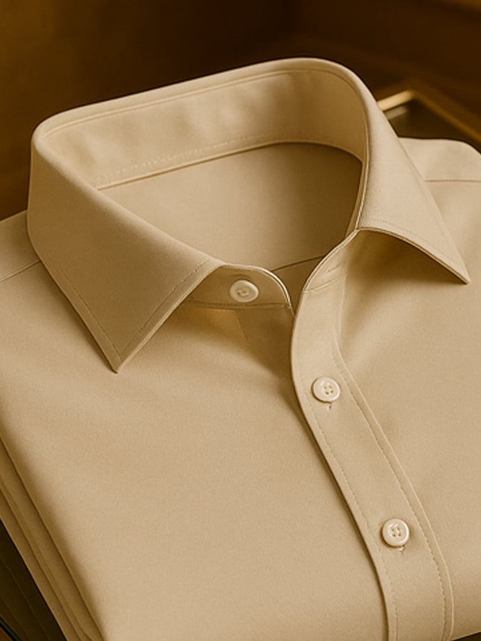 Men's Solid Color Daily Light Luxury Lapel Collar Long Sleeve Shirt