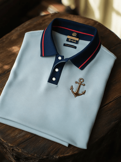 Men's vintage executive style long-sleeved polo shirt