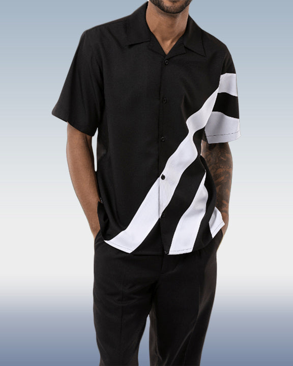 Rianmond Black Walking Suit 2 Piece Short Sleeve Set