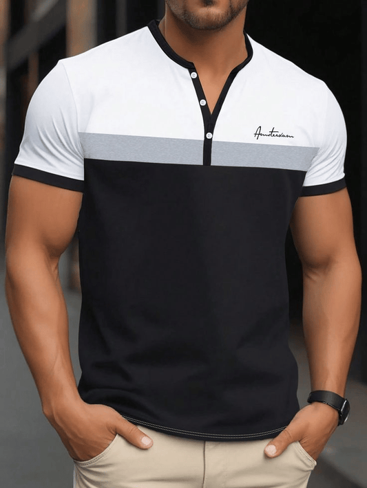 Men's Outdoor Western Bullhead Short Sleeve Henley T-Shirt