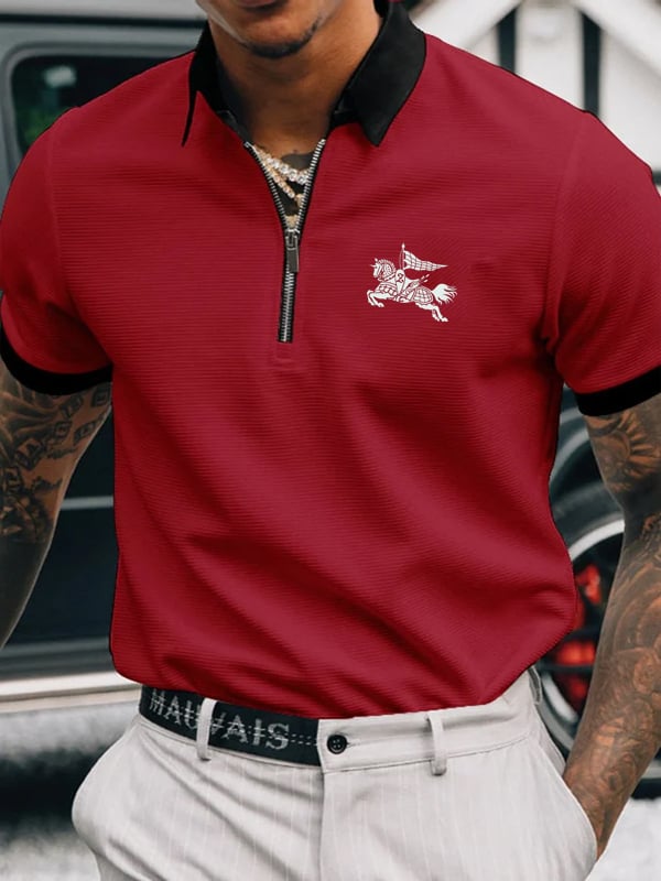 Casual Men'S Zipper Polo