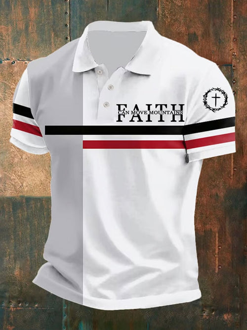 Men's Retro Faith Casual Printed Polo Shirt