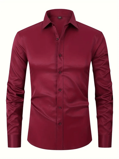 Men's Solid Color Design Business Casual Shirt
