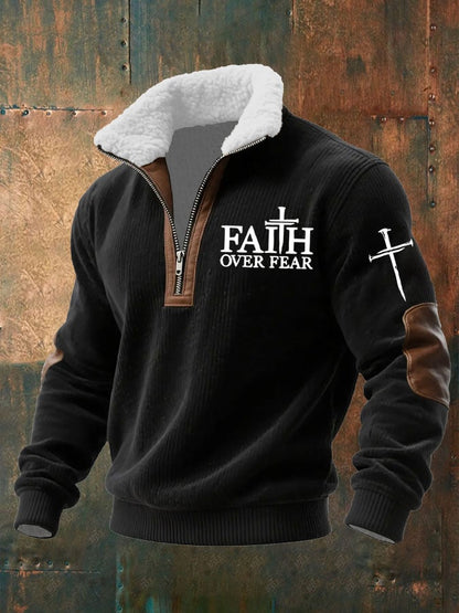 Men's Faith “FAITH OVER FEAR”Textured Sweatshirt