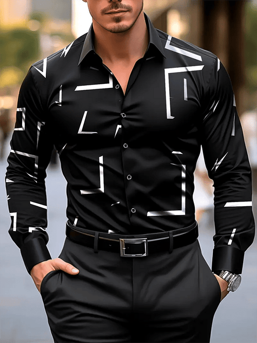 Men's Geometric Business Casual Shirt