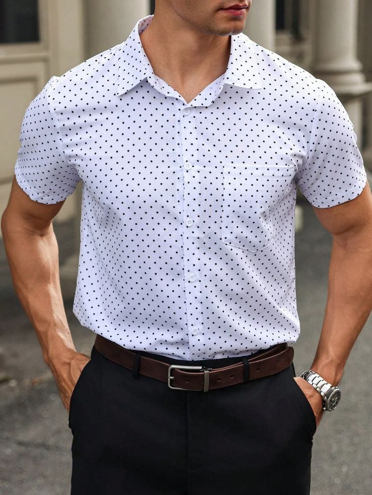 Men's Business Casual Button Short-sleeved Shirt