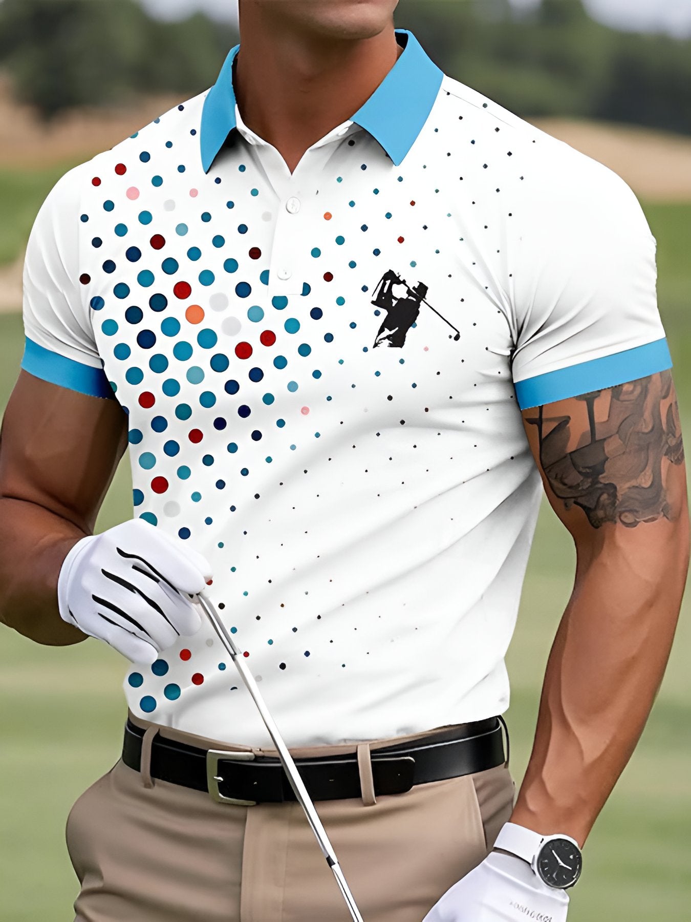 Men's Casual Business Plaid Contrast Color Polo
