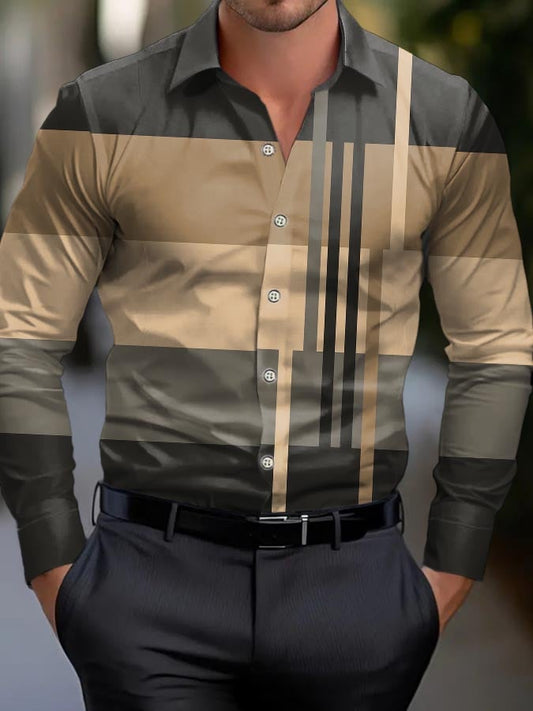 Men'S Business Striped Long Sleeve Shirt
