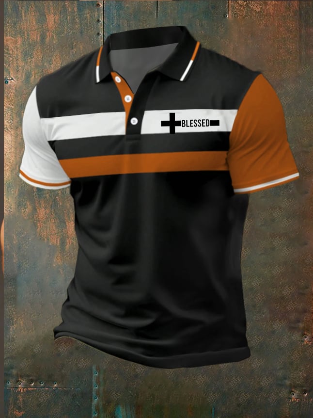 Men's Fashion Casual Faith Contrast Color Polo