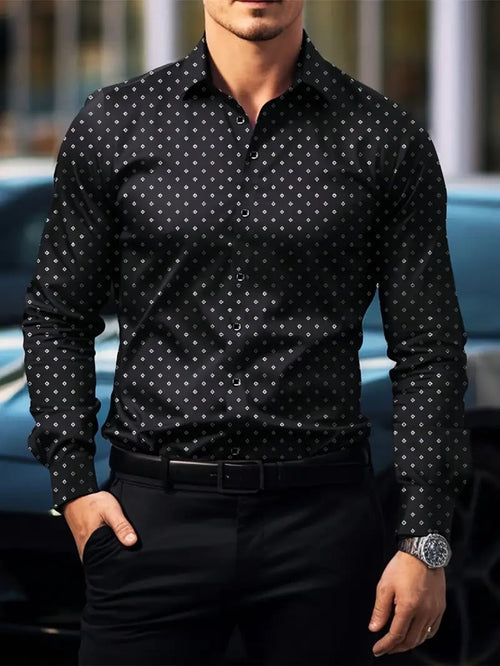 Men's Street Style Business Casual Printed Long Sleeve Shirt