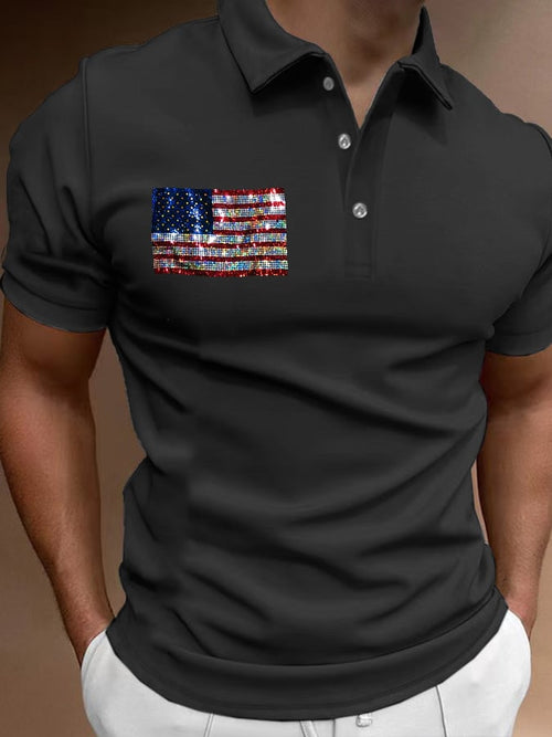 Men'S Casual Flag Polo Shirt