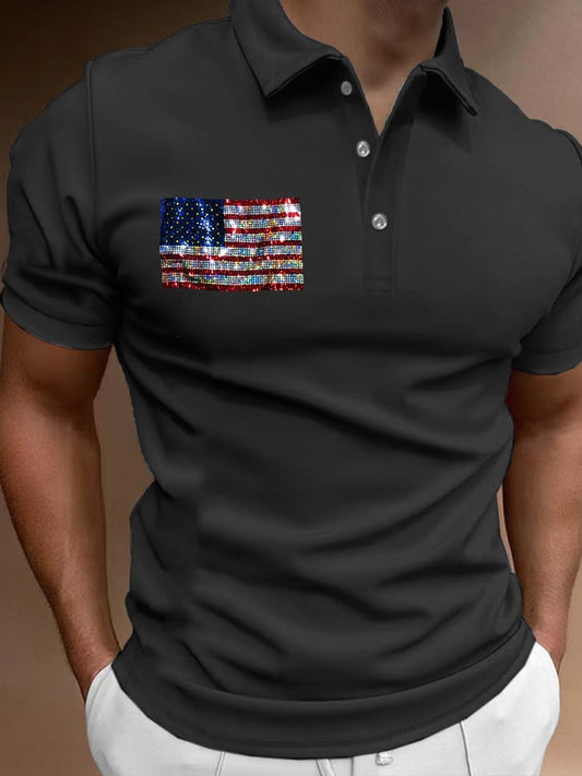 Men'S Casual Flag Polo Shirt