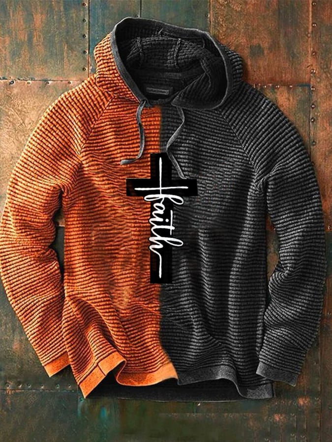 Men's Faith Cross Printed Hooded Sweatshirt