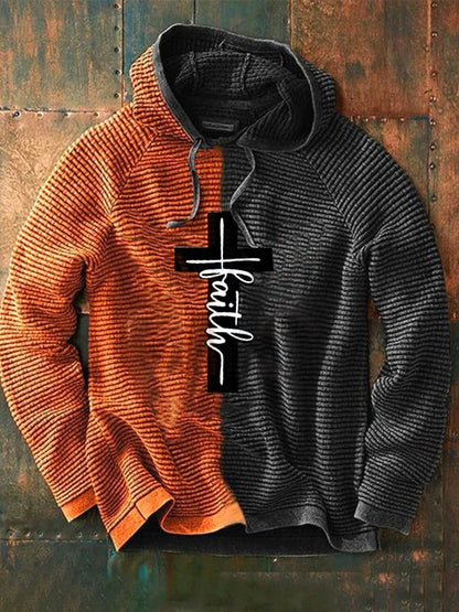 Men's Faith Cross Printed Hooded Sweatshirt