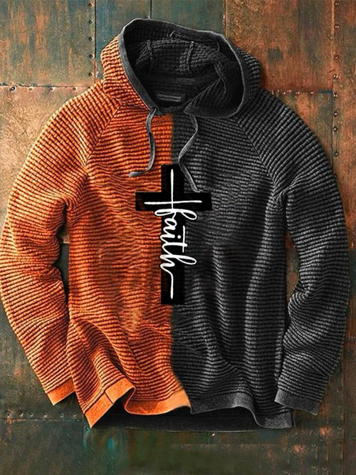 Men's Faith Cross Printed Hooded Sweatshirt
