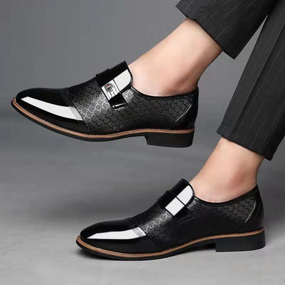 Men's Business Formal Casual Embossed Patchwork Loafers Faux Leather Patant Shoes
