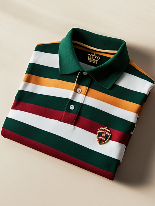 Men's Business Casual Artistic Button Short Sleeve Polo Shirt