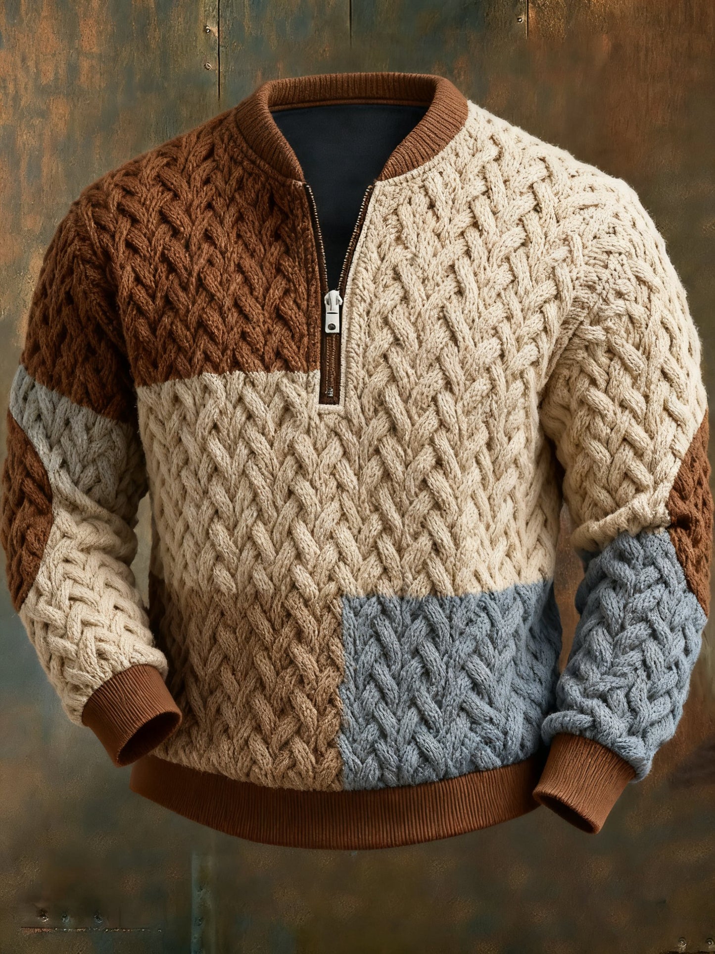 Men's Casual Geometric Color Block Print Sweatshirt