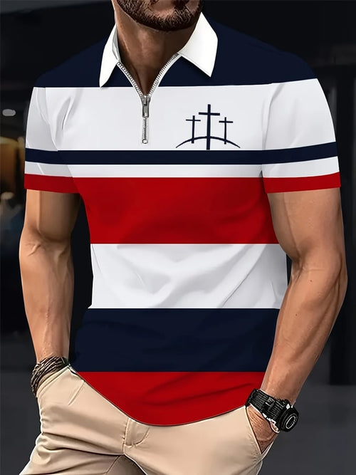 Men's Faith Cross Print Polo Shirt