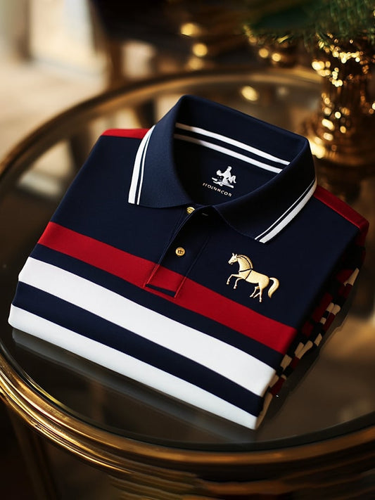 Men's Business Casual Button Short Sleeve Polo Shirt