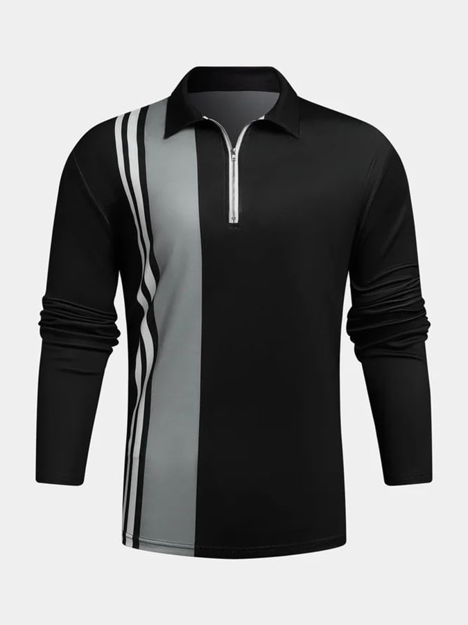 Casual Fashion Printed Long-Sleeved Polo Shirt