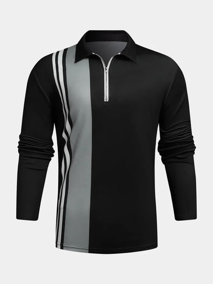 Casual Fashion Printed Long-Sleeved Polo Shirt