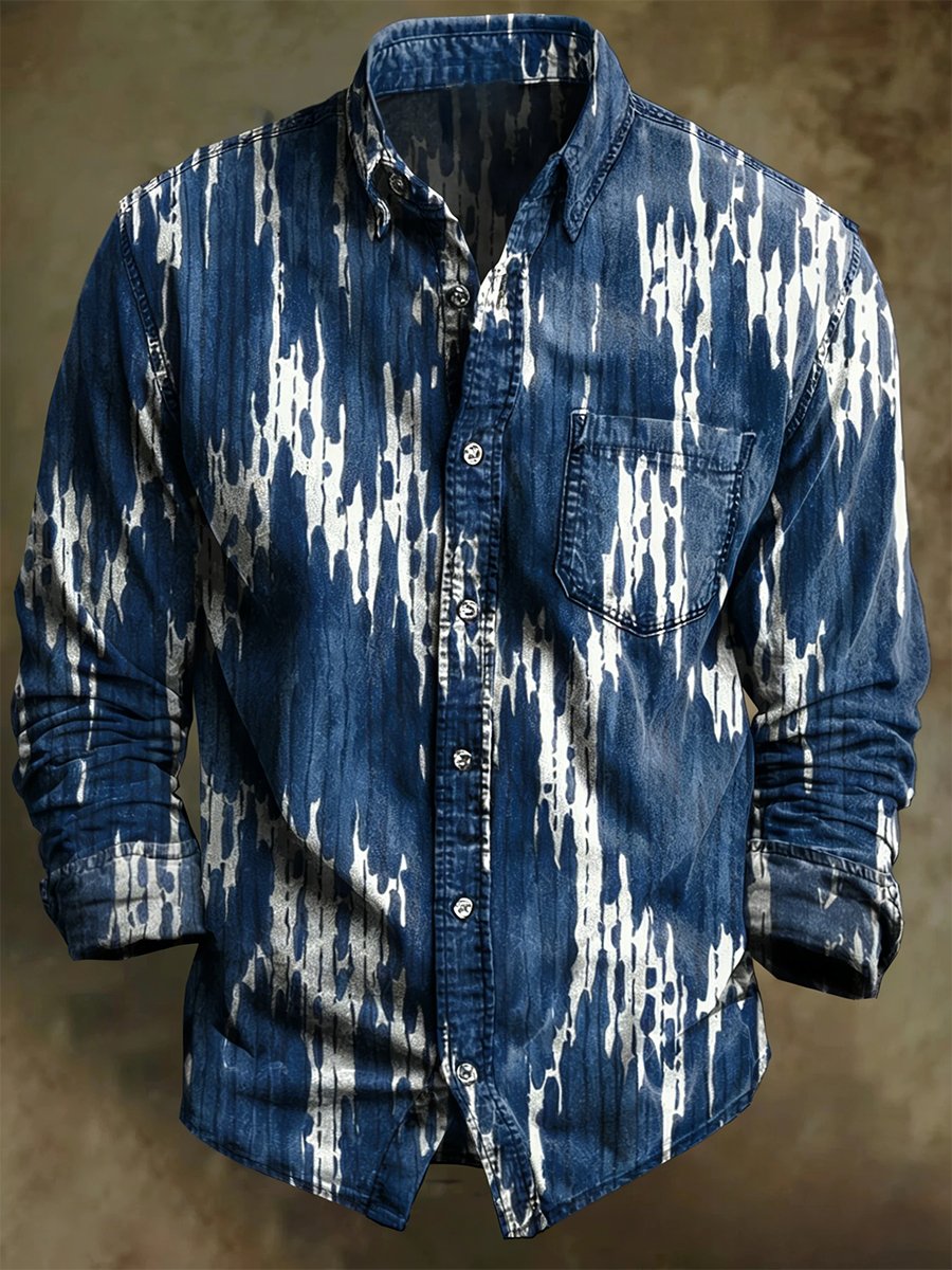 Men's Vintage Art Long-Sleeved Shirt
