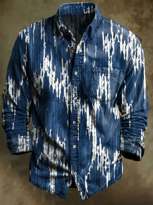 Men's Vintage Art Long-Sleeved Shirt