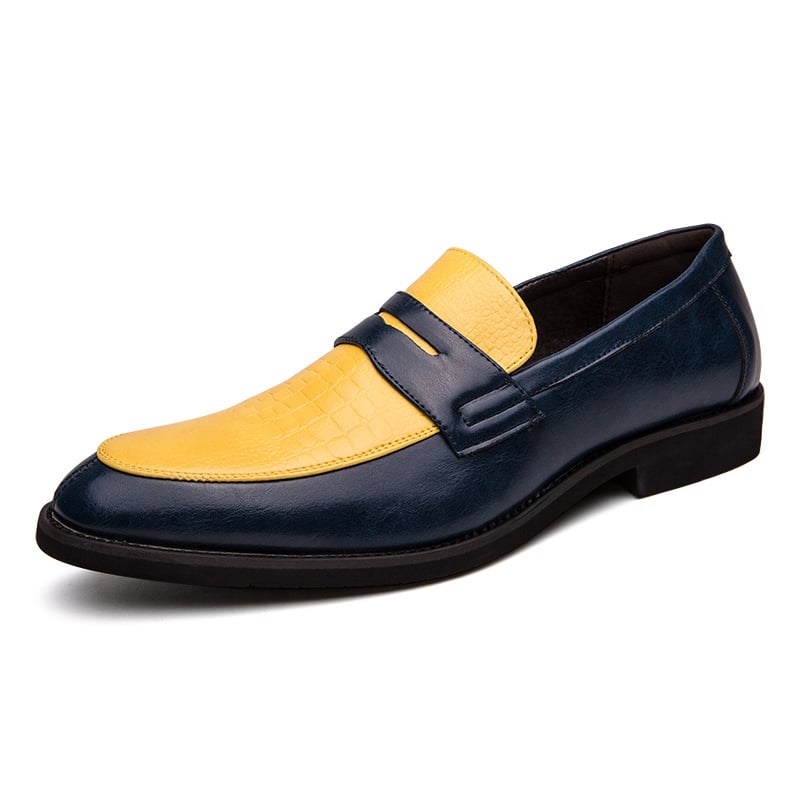 Fashionable British Style Casual Color Contrast Leather Shoes