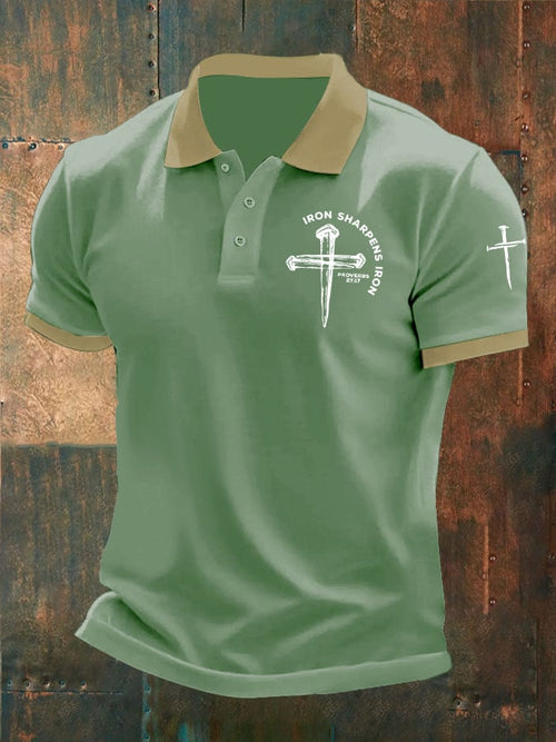 Men's Iron Sharpens Iron Print Polo Shirt