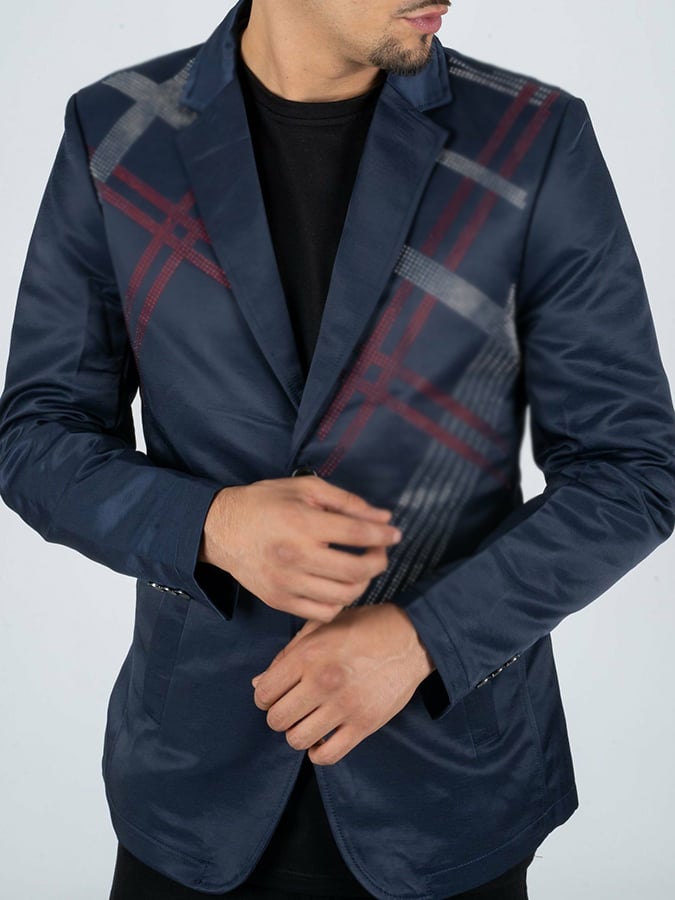Men's Fashion Commuter Print Design Suit Jacket