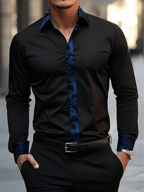 Men's Plaid Business Long Sleeve Shirt