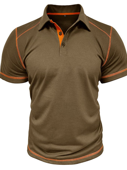Men's Color Blocking Polo Collar Short Sleeved Polo Shirt