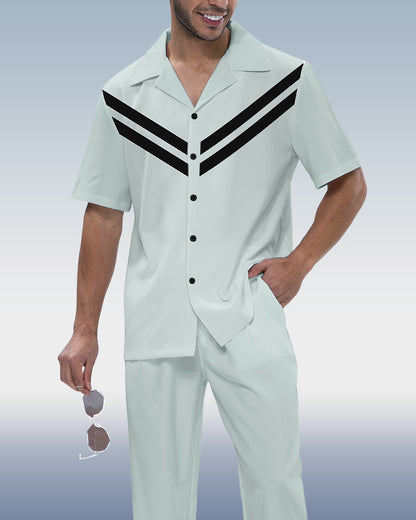 Men's Gradient Print Short Sleeve Shirt Walking Suit 791